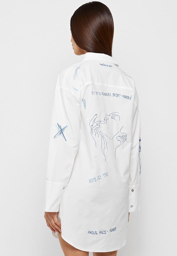 Graffiti Shirt Dress - White/Blue ...